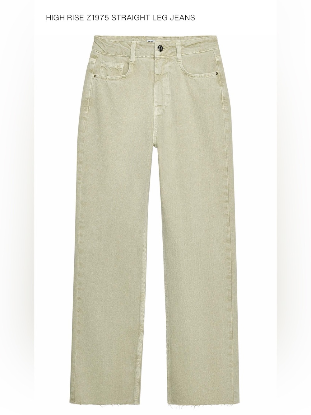 Zara High Rise Straight Leg Jeans - Light Sage Sz 28